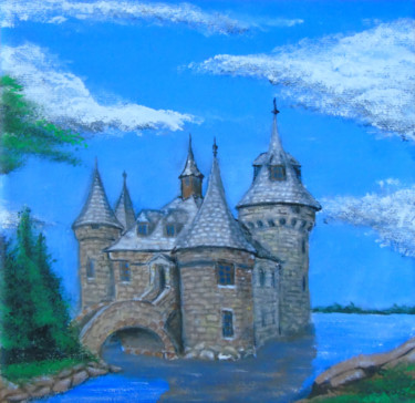 Painting titled "Chateau-étrange" by Claude Blaesius, Original Artwork, Acrylic