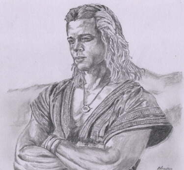 Drawing titled "Brad Pitt  (Achille)" by Claude Blaesius, Original Artwork, Pencil