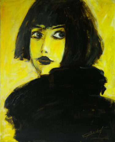 Pintura titulada "Modèle jaune profil" por Claude Bordat, Obra de arte original, Oleo Montado en Bastidor de camilla de made…