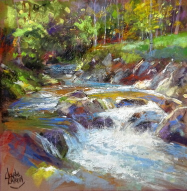 Dessin intitulée "Petit torrent" par Claude Carvin, Œuvre d'art originale, Pastel