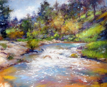 Desenho intitulada "LA LOIRE VERS SA SO…" por Claude Carvin, Obras de arte originais, Pastel