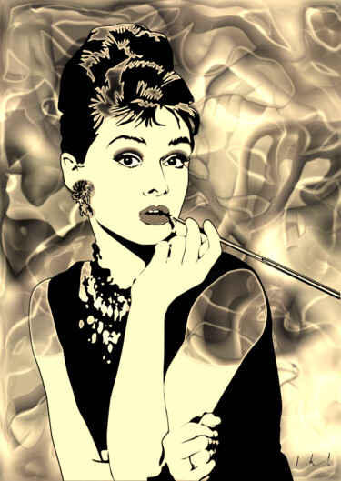 Цифровое искусство под названием "Audrey Hepburn 3" - Claude Conte, Подлинное произведение искусства, Цифровая живопись
