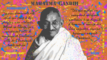 Digital Arts με τίτλο "Mahatma Gandhi" από Claude Conte, Αυθεντικά έργα τέχνης, Ψηφιακή ζωγραφική