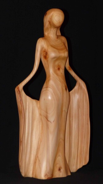 Sculpture titled "Soleil d'étoiles" by Claude David, Original Artwork, Wood