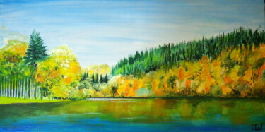 Pintura intitulada "Lac de Faux-la-Mont…" por Claude De Jouvancourt, Obras de arte originais, Acrílico