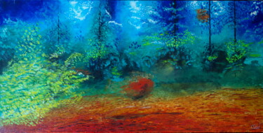 Painting titled "Lisière d'une forêt…" by Claude De Jouvancourt, Original Artwork, Acrylic