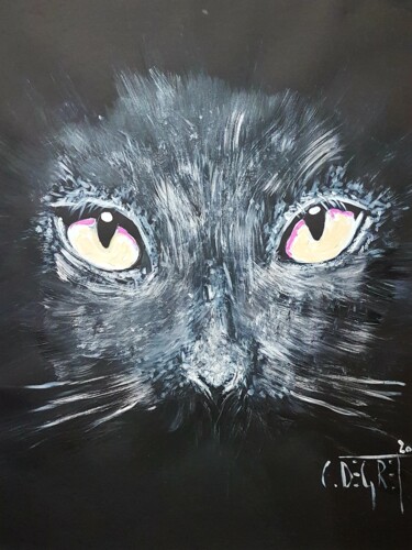 Peinture intitulée "Le chat de ma rue" par Claude Degret, Œuvre d'art originale, Acrylique