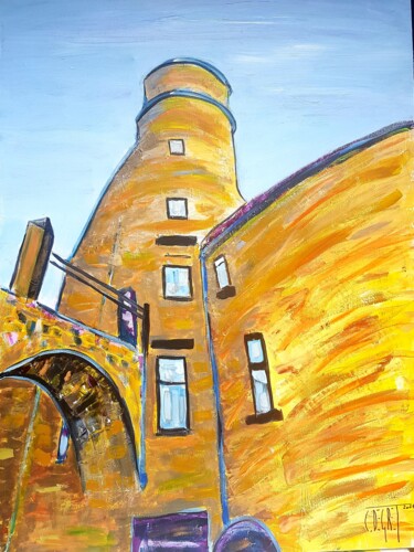 Painting titled "Le château de Bouss…" by Claude Degret, Original Artwork, Acrylic