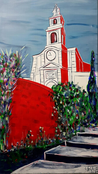 Painting titled "Eglise Saint Louis…" by Claude Degret, Original Artwork, Acrylic