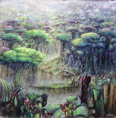Painting titled "Amazonie" by Claude Feuillet, Original Artwork, Oil