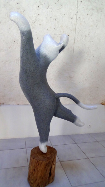 "L'élégance du CHAT" başlıklı Heykel Claude Feuillet tarafından, Orijinal sanat, Rezine