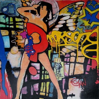 Malerei mit dem Titel "LE SEXE DES ANGES" von Claude Géan, Original-Kunstwerk, Acryl