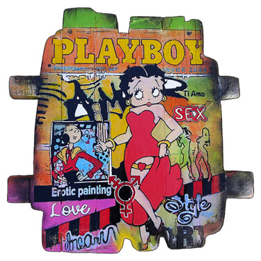 Peinture intitulée "PLAYBOY N° 2" par Claude Géan, Œuvre d'art originale, Acrylique Monté sur Panneau de bois