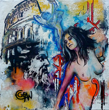 Painting titled "Rome - antique.jpg" by Claude Géan, Original Artwork, Acrylic Mounted on Wood Stretcher frame
