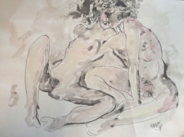 Drawing titled "Couple amoureux" by Claude Hardenne, Original Artwork