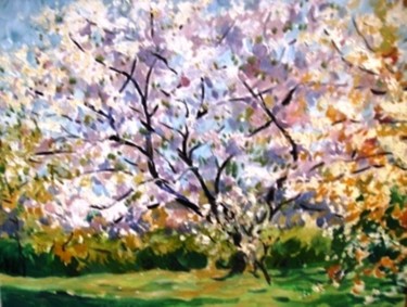 Painting titled "printemps" by Claude Hardenne, Original Artwork, Oil
