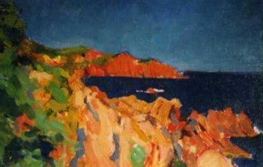 Painting titled "L'Esterel" by Claude Hardenne, Original Artwork, Oil