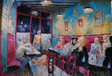 Pintura intitulada "Café de nuit" por Claude Hardenne, Obras de arte originais