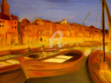 Peinture intitulée "Le port de Sanary u…" par Claude Julia (CJULIA), Œuvre d'art originale, Huile