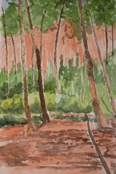Painting titled "roussillon" by Claude Lacointe, Original Artwork, Watercolor