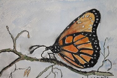 Ζωγραφική με τίτλο "papillon" από Claude Lacointe, Αυθεντικά έργα τέχνης, Ακουαρέλα
