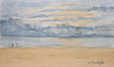 Картина под названием "lever de soleil" - Claude Lacointe, Подлинное произведение искусства, Акварель