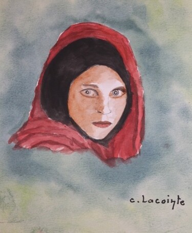 Schilderij getiteld "visage d'enfant(3)" door Claude Lacointe, Origineel Kunstwerk, Aquarel