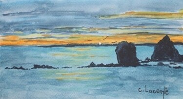 Peinture intitulée "la pointe st mathieu" par Claude Lacointe, Œuvre d'art originale, Aquarelle