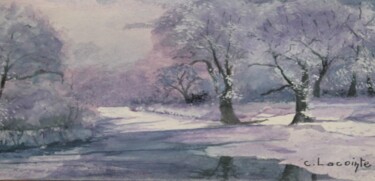 Картина под названием "neige" - Claude Lacointe, Подлинное произведение искусства, Акварель