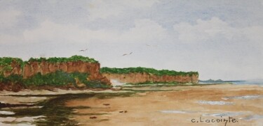 Pintura intitulada "falaises normande(2)" por Claude Lacointe, Obras de arte originais, Aquarela