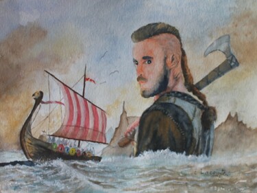 绘画 标题为“viking” 由Claude Lacointe, 原创艺术品, 水彩