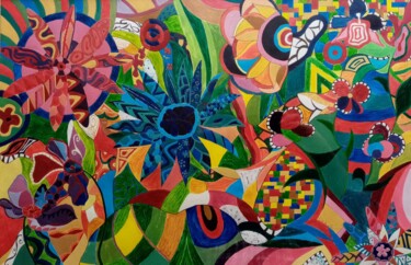 绘画 标题为“Flocons” 由Claude Lali, 原创艺术品, 丙烯 安装在其他刚性面板上