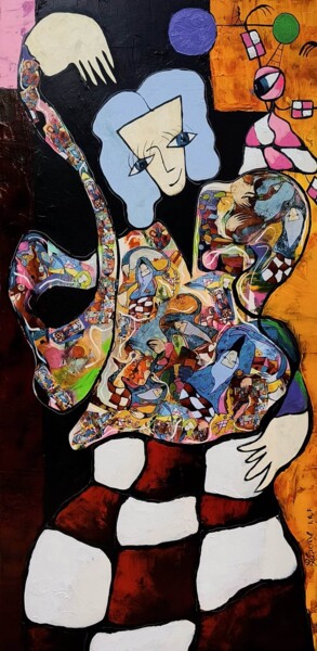 Painting titled "La douce folie en 4" by Claude Lépine, Original Artwork, Acrylic