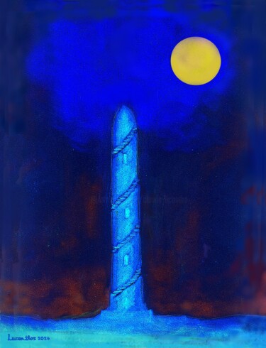 Digital Arts titled "LA TOUR DE NUIT" by Lucenthos, Original Artwork, Digital Painting