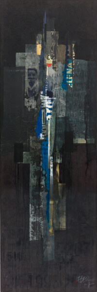 Collages intitulée "Totem #14" par Claude Lieber, Œuvre d'art originale, Collages