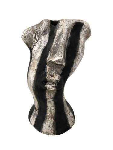 Sculpture intitulée "Tête de Buren" par Claude-Lise Marembert, Œuvre d'art originale, Céramique