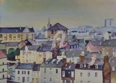 Peinture intitulée "Rennes et ses quart…" par Claude Marchalot, Œuvre d'art originale, Aquarelle