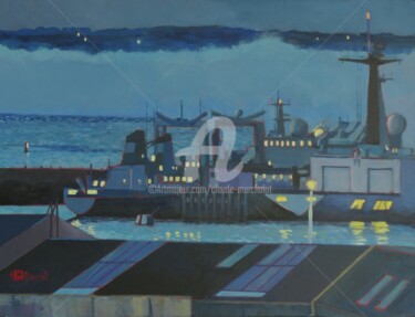 Schilderij getiteld "Acrylique, Port de…" door Claude Marchalot, Origineel Kunstwerk, Acryl Gemonteerd op Andere stijve pane…