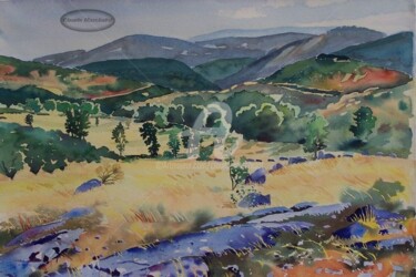 Painting titled "Montesinho, paysage…" by Claude Marchalot, Original Artwork, Watercolor