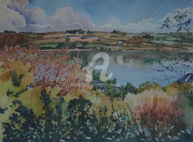 Malerei mit dem Titel "La rivière de Daoul…" von Claude Marchalot, Original-Kunstwerk, Aquarell