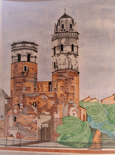 Dessin intitulée "MACON (Saône et Loi…" par Claude Martine Jeannoel, Œuvre d'art originale, Marqueur