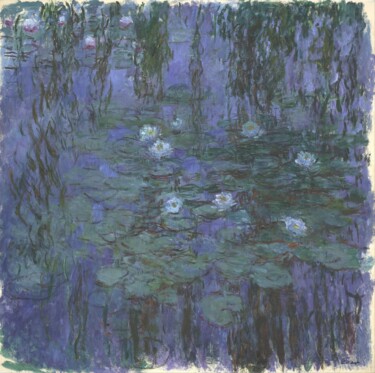 Painting titled "Nymphéas bleus" by Claude Monet, Original Artwork, Oil