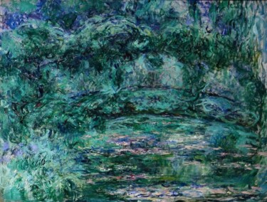 Schilderij getiteld "Le pont japonais 4" door Claude Monet, Origineel Kunstwerk, Olie