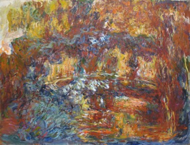 Schilderij getiteld "Le pont japonais 6" door Claude Monet, Origineel Kunstwerk, Olie