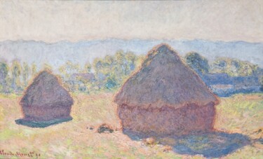 Schilderij getiteld "Meules, grand soleil" door Claude Monet, Origineel Kunstwerk, Olie