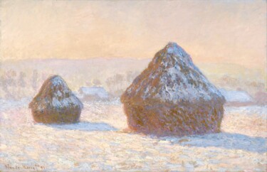 Schilderij getiteld "Meules, effet de ne…" door Claude Monet, Origineel Kunstwerk, Olie