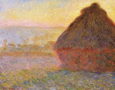 Schilderij getiteld "Meule, soleil couch…" door Claude Monet, Origineel Kunstwerk, Olie