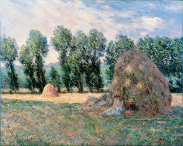 Schilderij getiteld "La Meule de foin" door Claude Monet, Origineel Kunstwerk, Olie