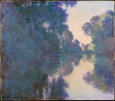 Painting titled "Le Matin sur la Sei…" by Claude Monet, Original Artwork, Oil