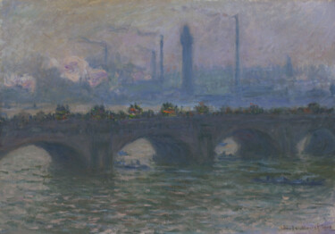 Painting titled "Waterloo Bridge 1" by Claude Monet, Original Artwork, Oil